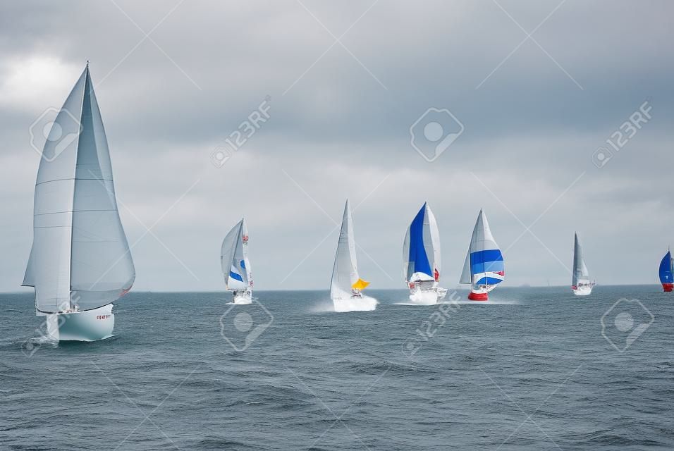 Tolyatti. August 29, 2007. The yacht takes part in competitions in sailing in the sea