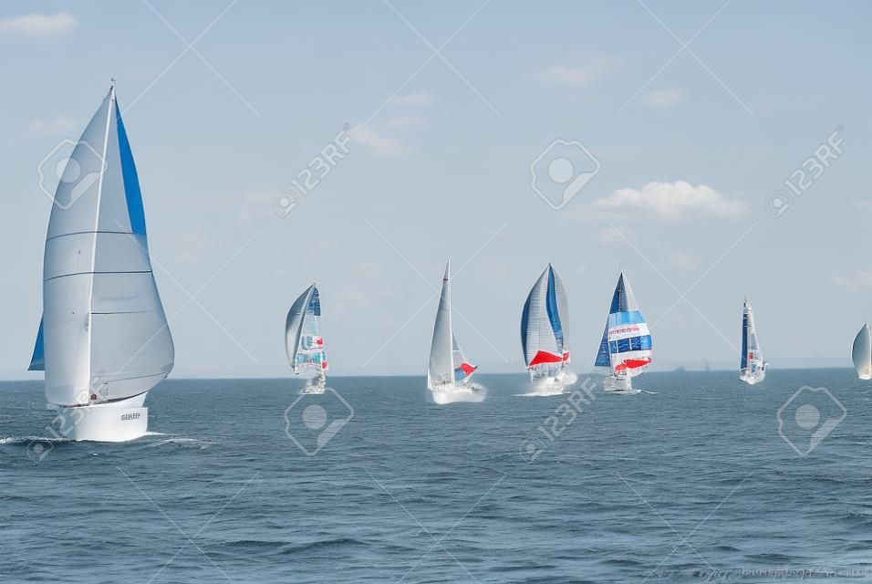 Tolyatti. August 29, 2007. The yacht takes part in competitions in sailing in the sea