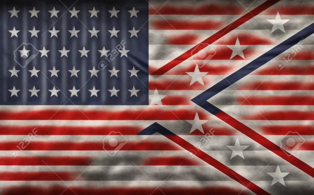 La bandiera dei Confederati e delle forze dell'Unione durante la guerra civile americana
