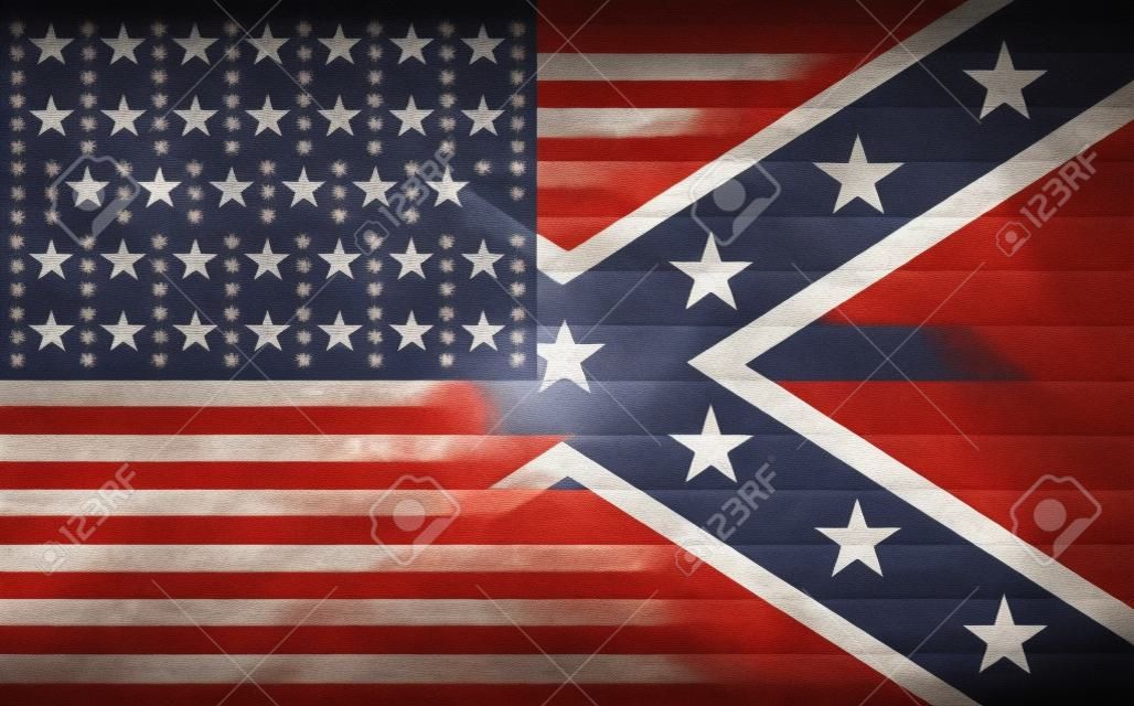 La bandiera dei Confederati e delle forze dell'Unione durante la guerra civile americana