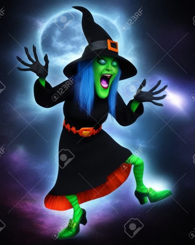 3d cartoon halloween crazy witch