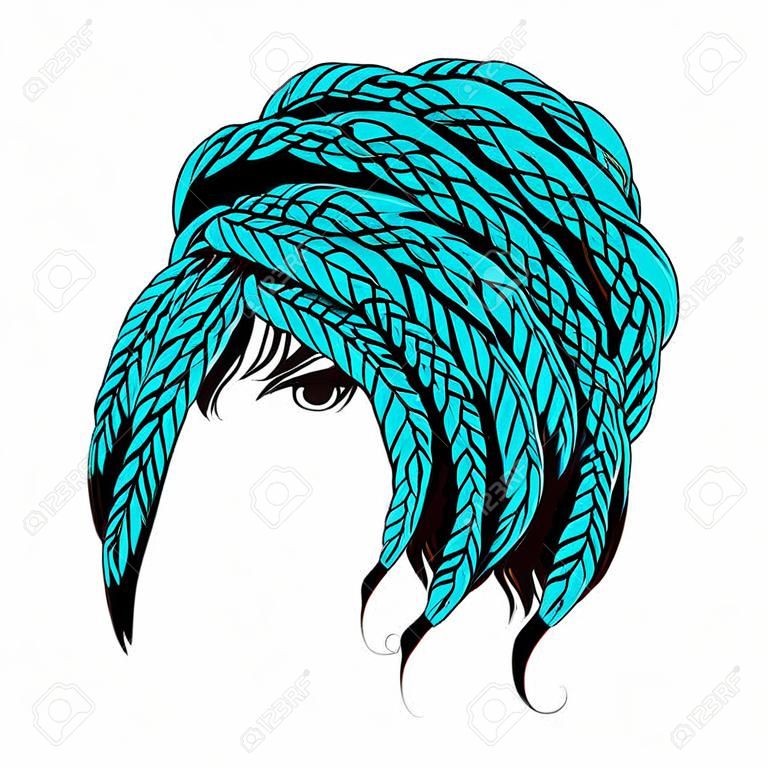 Capelli castani e trecce intrecciate con capelli artificiali intrecciati in stile trecce rasta africane