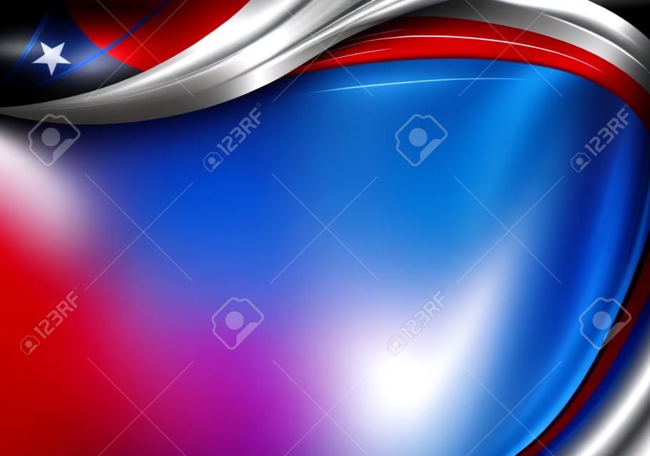Sfondo astratto con forme d'onda con i colori blu, rosso e bianco della bandiera del Cile da utilizzare come diploma o certificato