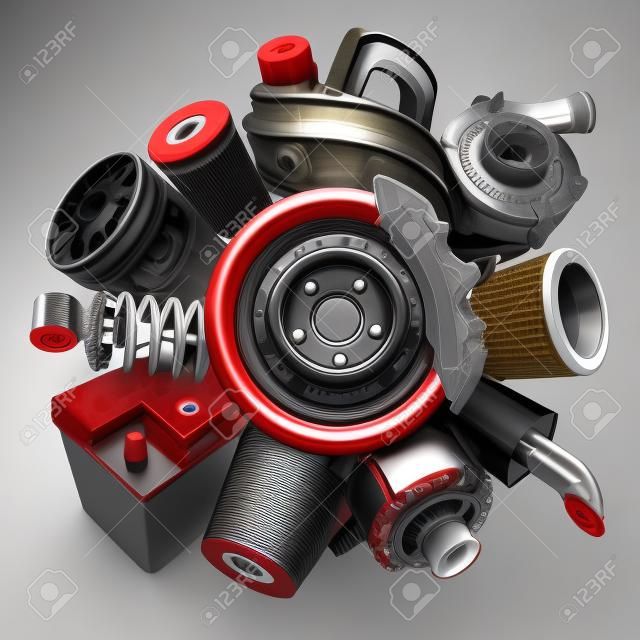 Car spare parts logo. 3d concept isolated on white background 3d