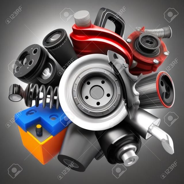 Car spare parts logo. 3d concept isolated on white background 3d