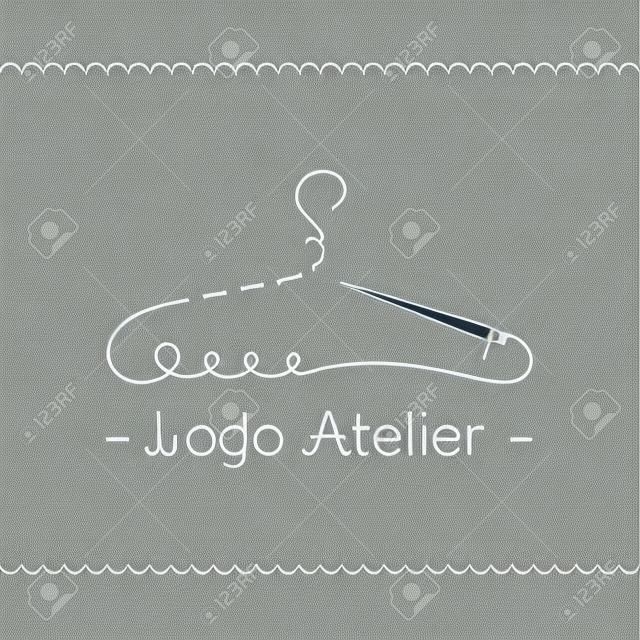 O logotipo Atelier. Modelo de vetor para a indústria da moda. Elemento para costura Studio e alfaiataria. Ilustração em estilo moderno