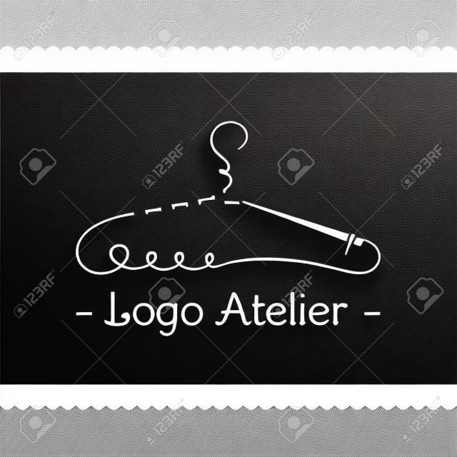 O logotipo Atelier. Modelo de vetor para a indústria da moda. Elemento para costura Studio e alfaiataria. Ilustração em estilo moderno