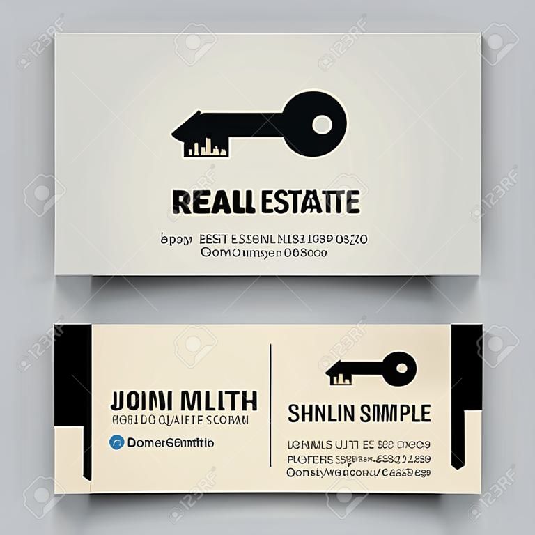 Недвижимость простой ключ логотип. Шаблон визитной карточки. Векторная иллюстрация.