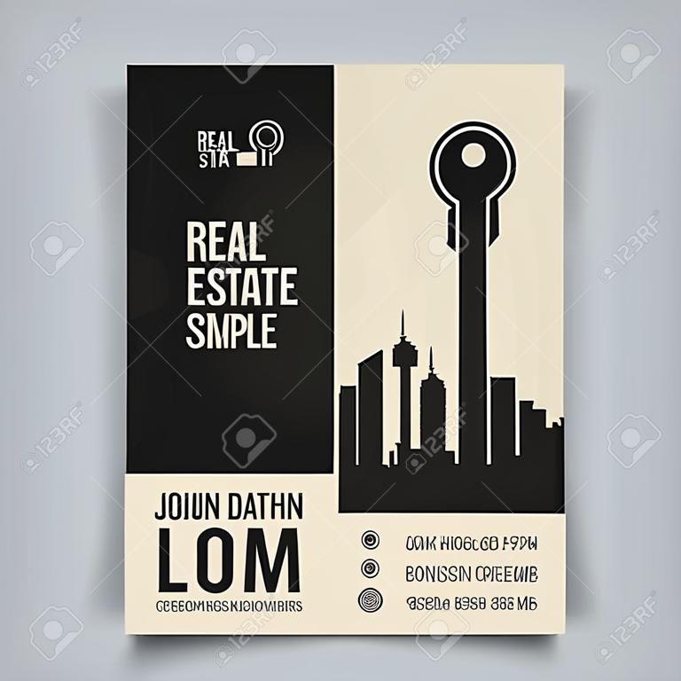 Immobiliare semplice logo chiave. Business card template. Illustrazione vettoriale.