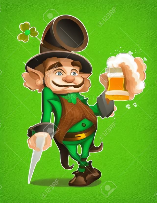 Dwarf with beer. Illustration for saint Patricks day.