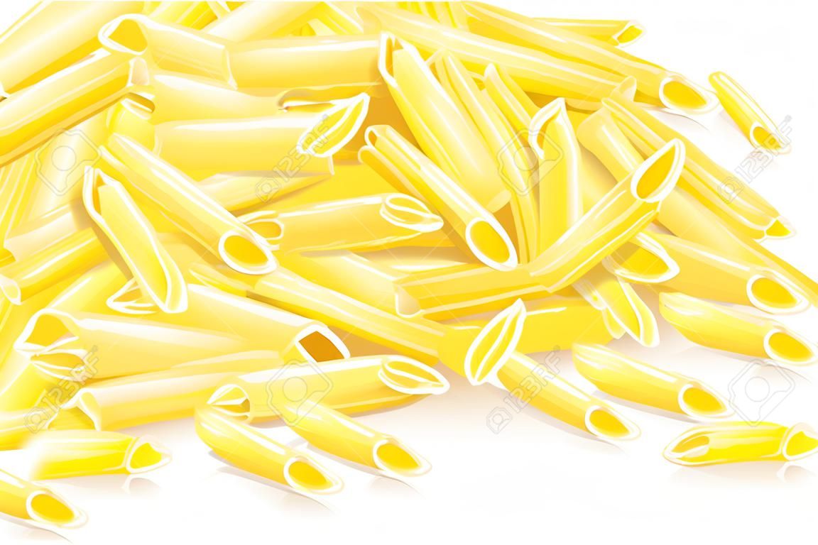 Hill of pasta. Macaroni. Traditional italian food, Isolated on white background. vector illustration.