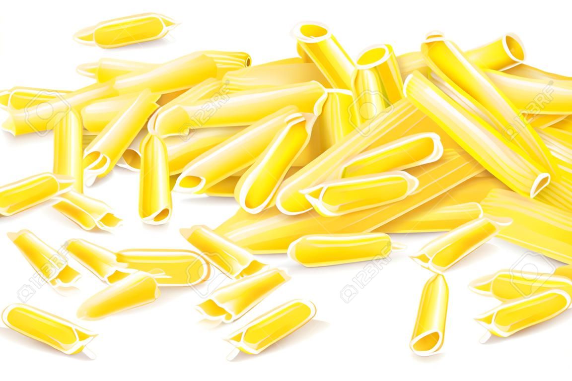 Hill of pasta. Macaroni. Traditional italian food, Isolated on white background. vector illustration.