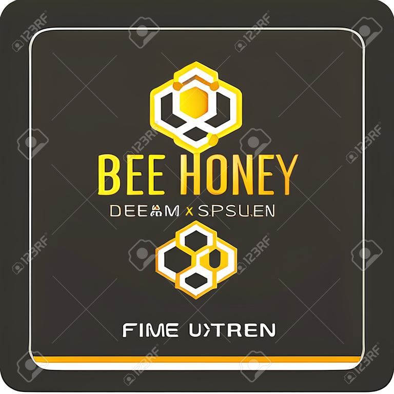標誌蜂蜜。時尚和現代的徽標蜂產品。
