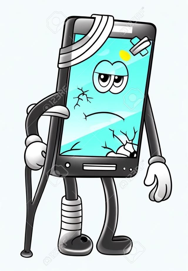 Cartoon cute broken mobile phone