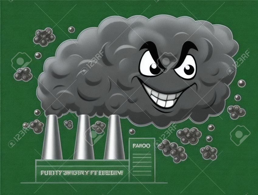 Cartoon smog from factory grinning