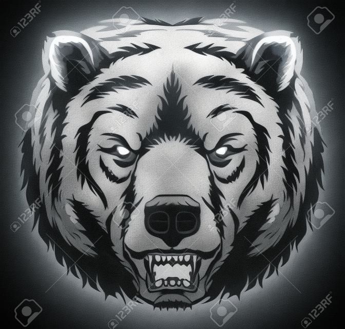 Monochromatyczna głowa niedźwiedzia gniewu