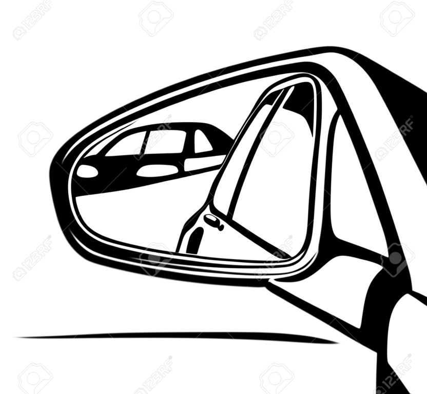 reflet dans le miroir. à l'intérieur de la voiture moderne. panneau avant,  volant, matériaux de qualité 15199636 Photo de stock chez Vecteezy
