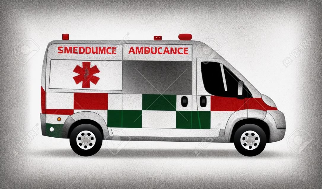 Ambulans. özel tıbbi araçlar. Gerçekçi görüntü. Vektör illüstrasyonları
