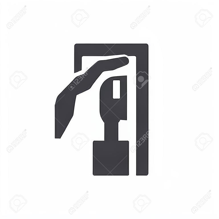 Switch off after use vector icon. Hand turning off the light filled flat sign for mobile concept and web design. Toggle switch glyph icon. Mandatory symbol, logo illustration. Pixel perfect vector