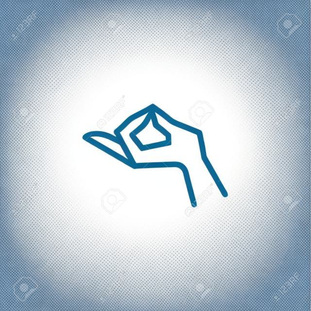 Gyan mudra hand gesture line icon. Meditation hand linear style sign for mobile concept and web design. Yoga fingers outline vector icon. Symbol illustration. Vector graphics