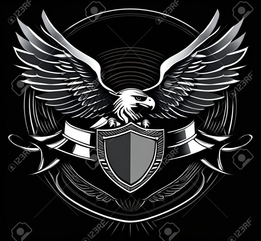Wild Eagle Alla Shield con una striscia in fronte per il titolo su sfondo nero