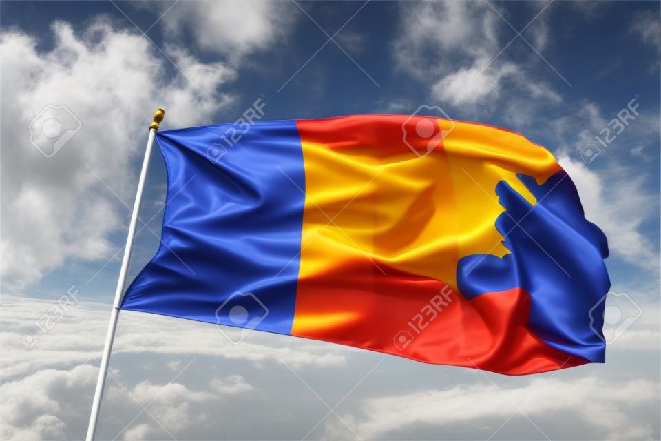 Romania flag textile cloth waving
