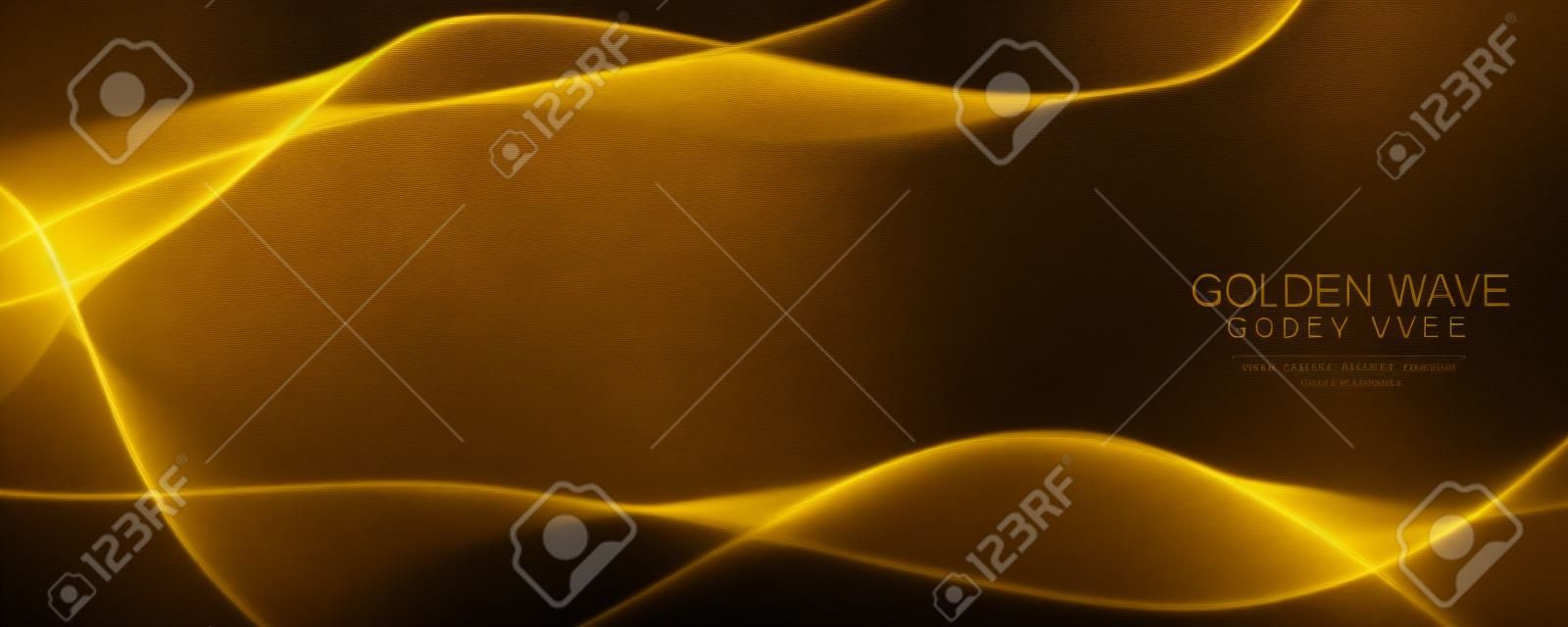 Diseño de ondas doradas de lujo sobre fondo negro