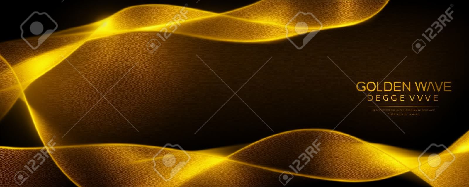 Design de ondas douradas de luxo no fundo preto