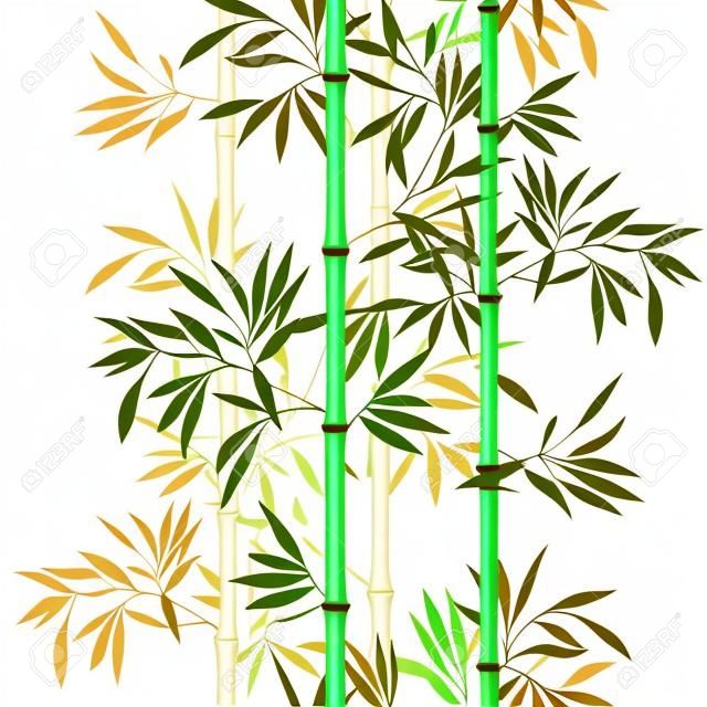 Zökkenőmentes minta. Bambusz levél háttérben. Virágos zökkenőmentes textúra levelekkel. Vektoros illusztráció