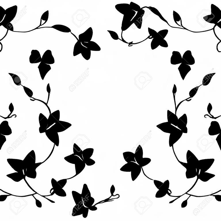 黑色和白色的塗鴉常春藤葉圖案