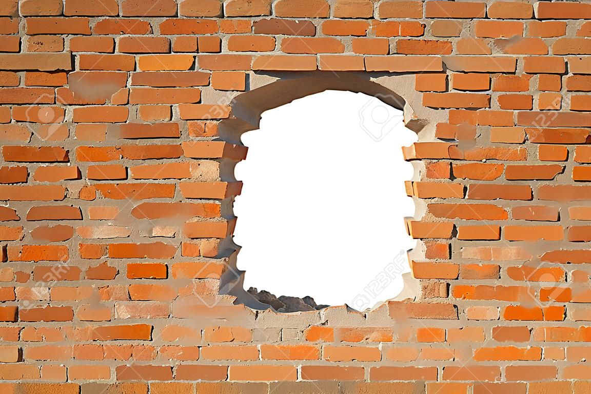 오래 된 벽에 흰색 구멍