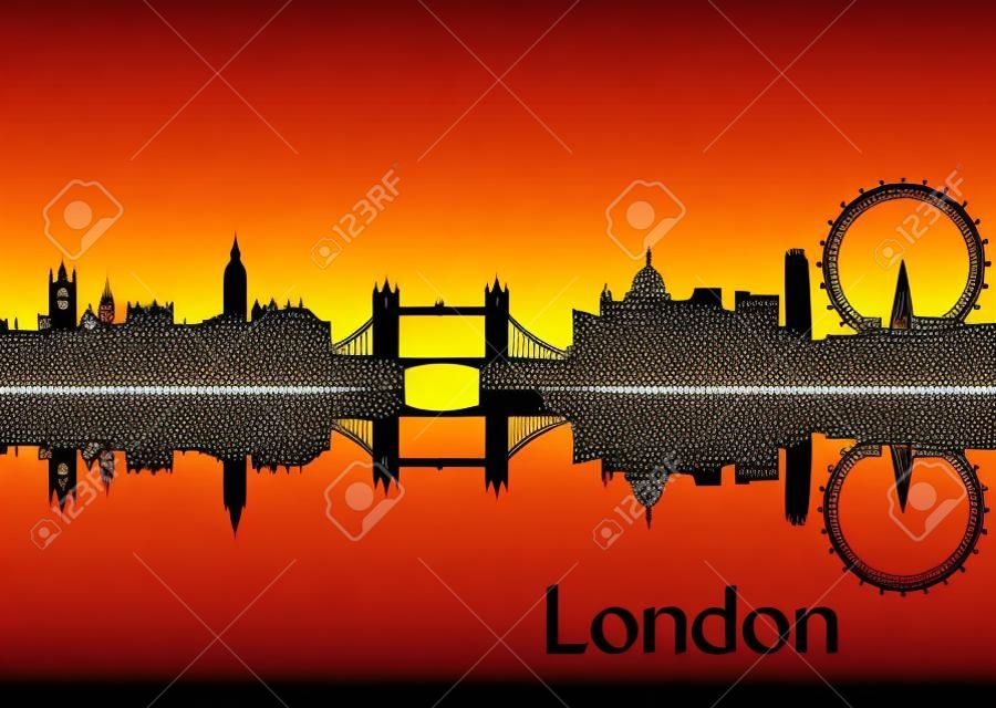 Ilustración del vector de la silueta en negro de Londres la capital de Gran Bretaña