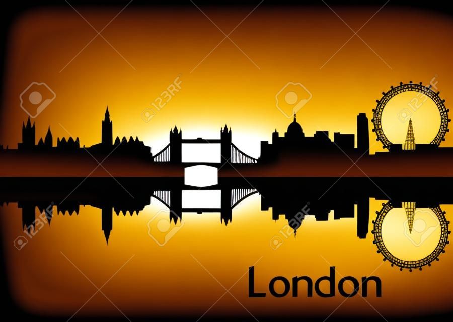 Ilustración del vector de la silueta en negro de Londres la capital de Gran Bretaña