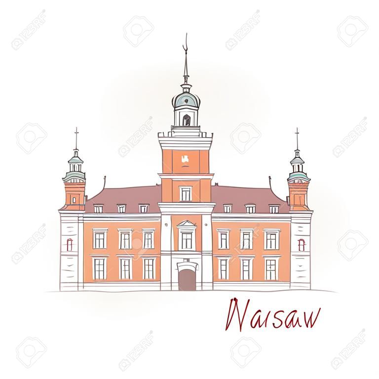 Vector illustration of Royal Castle in Warsaw as a main landmark of Poland