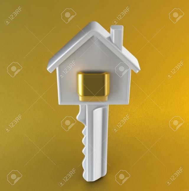 golden key isolated on a white. 3d illustration