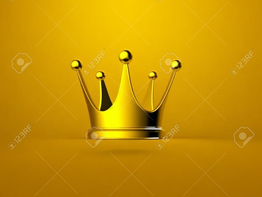 golden crown isolated on a yellow. 3d illustration
