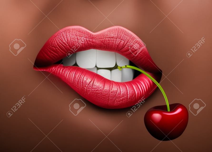 Lábios e cereja