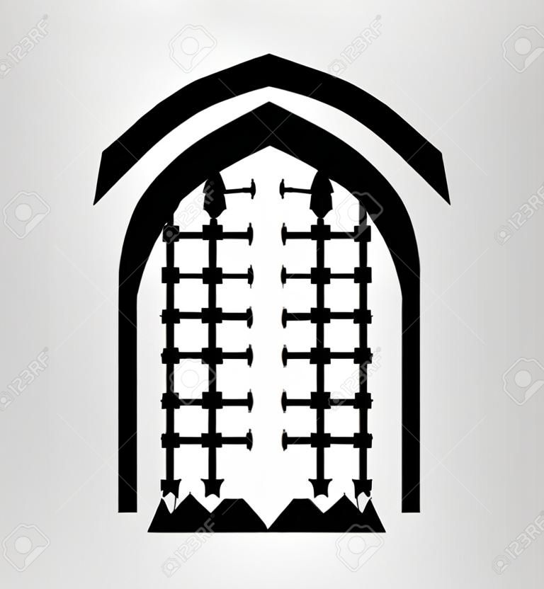 Antiguo diseño del icono de la puerta del castillo. Vector EPS10.