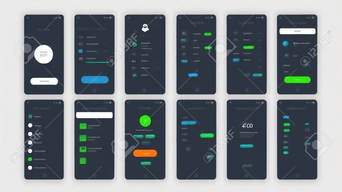 Set of UI, UX, GUI screens Ecology app flat design template for mobile apps, responsive website wireframes.