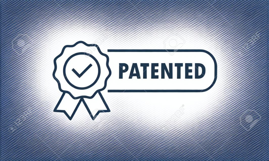 Patented icon. Patented product award icon. Registered intellectual property, patent license certificate submission. Vector on isolated white background