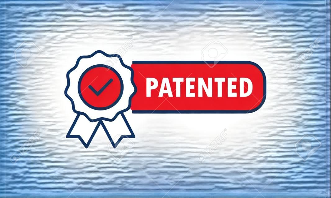 Patented icon. Patented product award icon. Registered intellectual property, patent license certificate submission. Vector on isolated white background