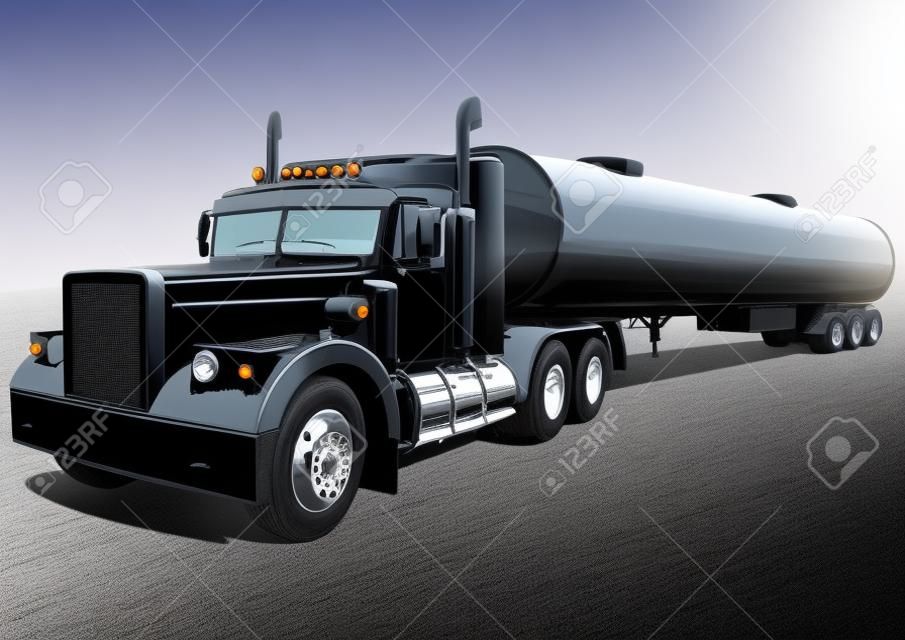 Vector geïsoleerde zwarte tankwagen