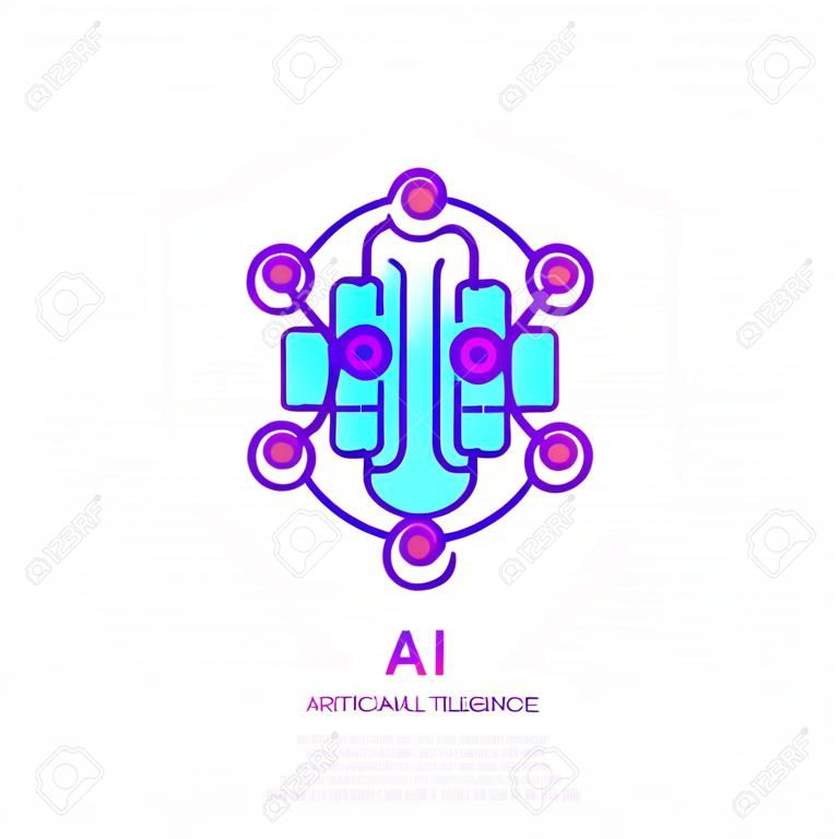 Artificial intelligence thin line icon. Modern vector illustration.