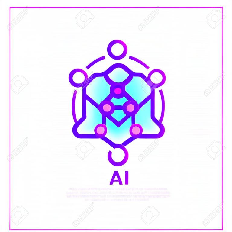 Artificial intelligence thin line icon. Modern vector illustration.