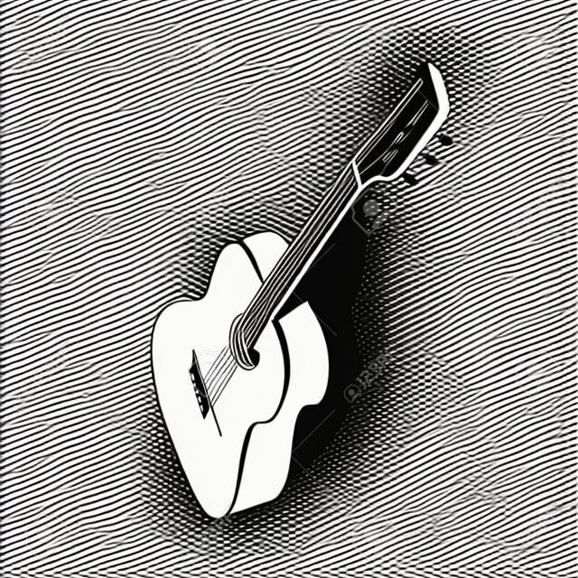 Classic Spanish acoustic guitar. line sketch vector illustration
