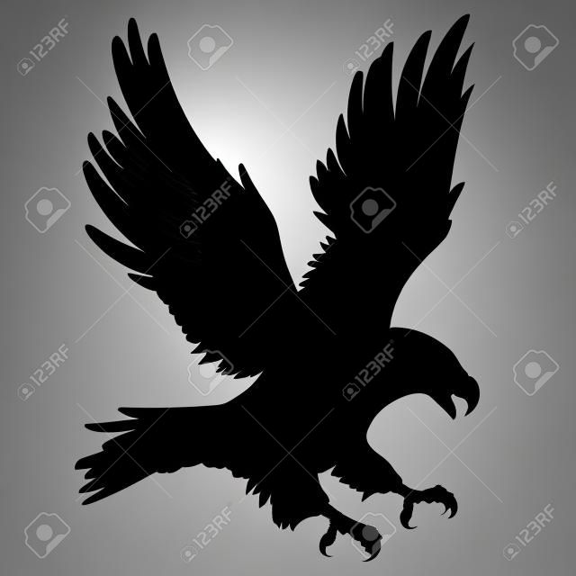 Zwarte adelaar silhouet geïsoleerd op wit