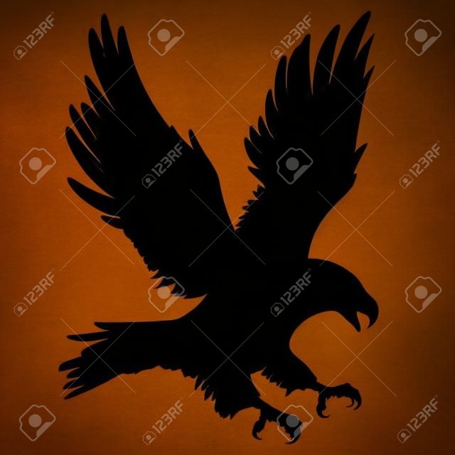 Black Eagle silhouette isolated on white