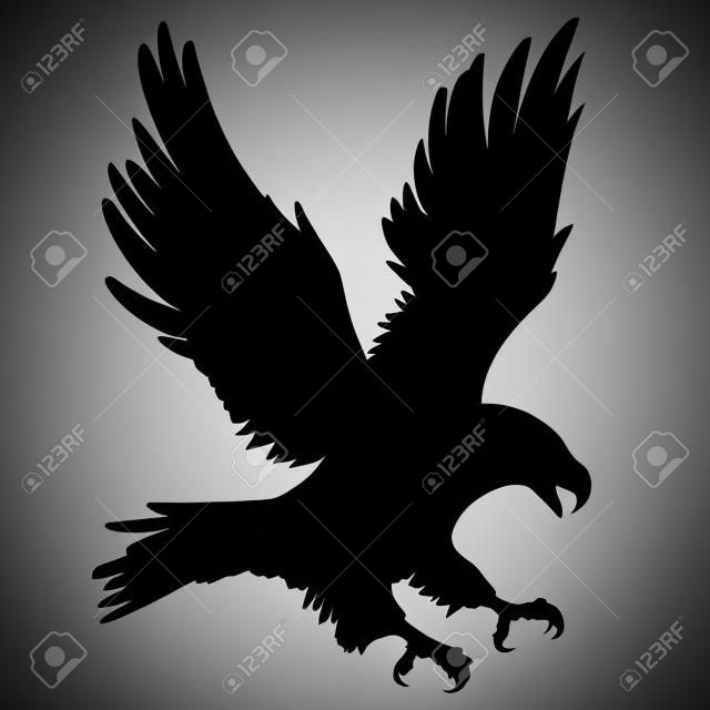 Zwarte adelaar silhouet geïsoleerd op wit