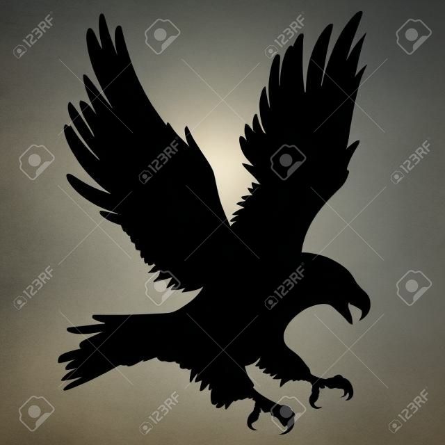 Силуэт черного орла на белом