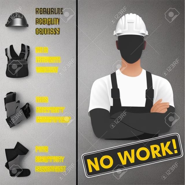 Personal Protective Equipment and Wear set. Wordt gebruikt voor Occupational Safety and Health poster, bord en ansichtkaart.